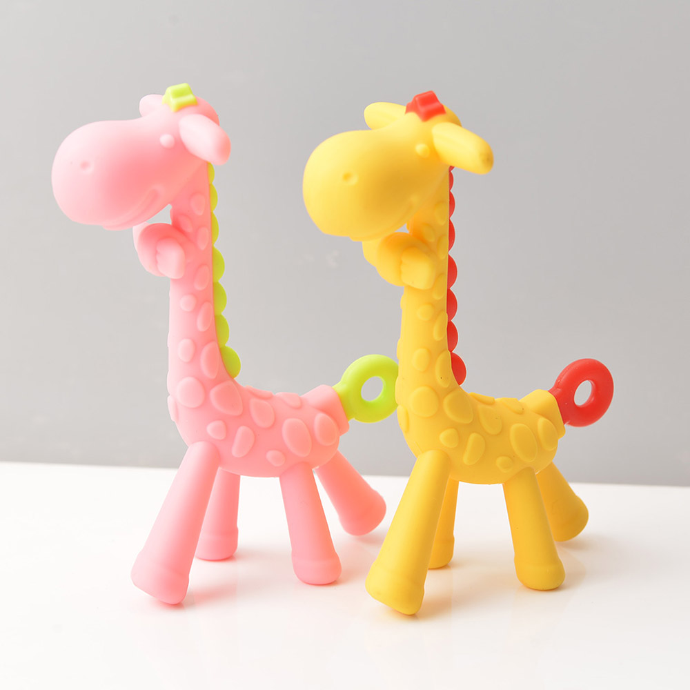 Baby Teether Cartoon Animal Soft Silicone Giraffe Safe Nontoxic