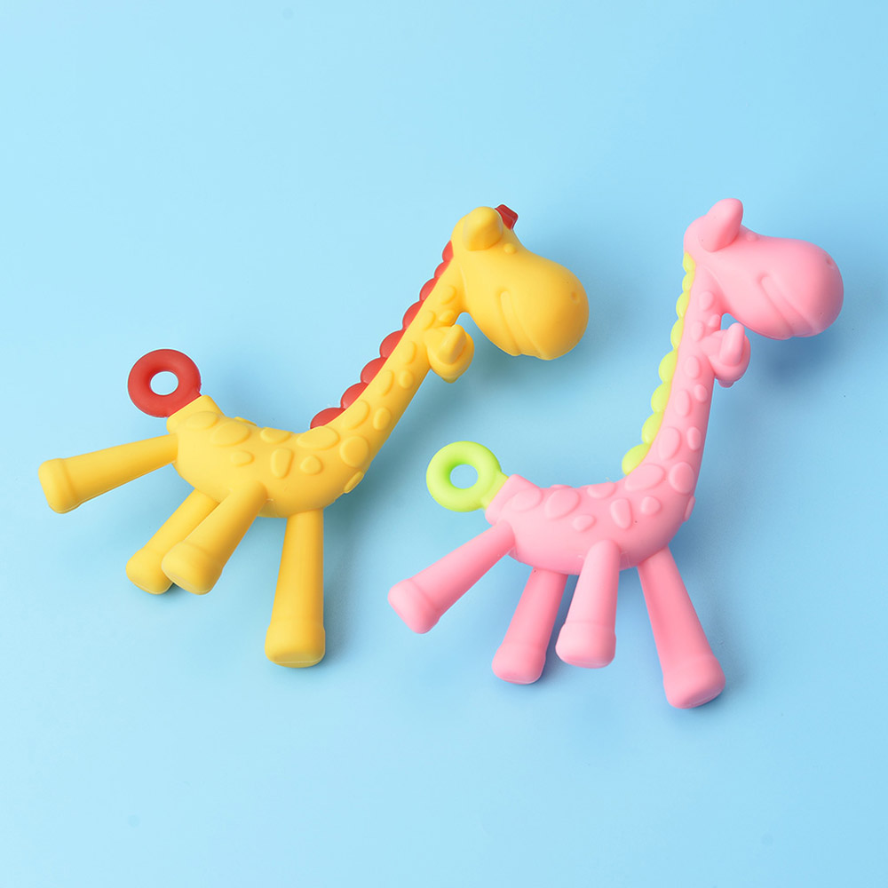 Baby Teether Cartoon Animal Soft Silicone Giraffe Safe Nontoxic