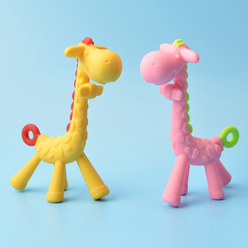 Baby Teether Cartoon Animal Soft Silicone Giraffe Safe Nontoxic