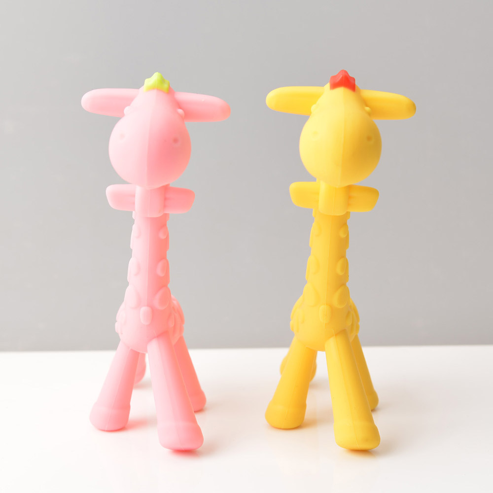 Baby Teether Cartoon Animal Soft Silicone Giraffe Safe Nontoxic