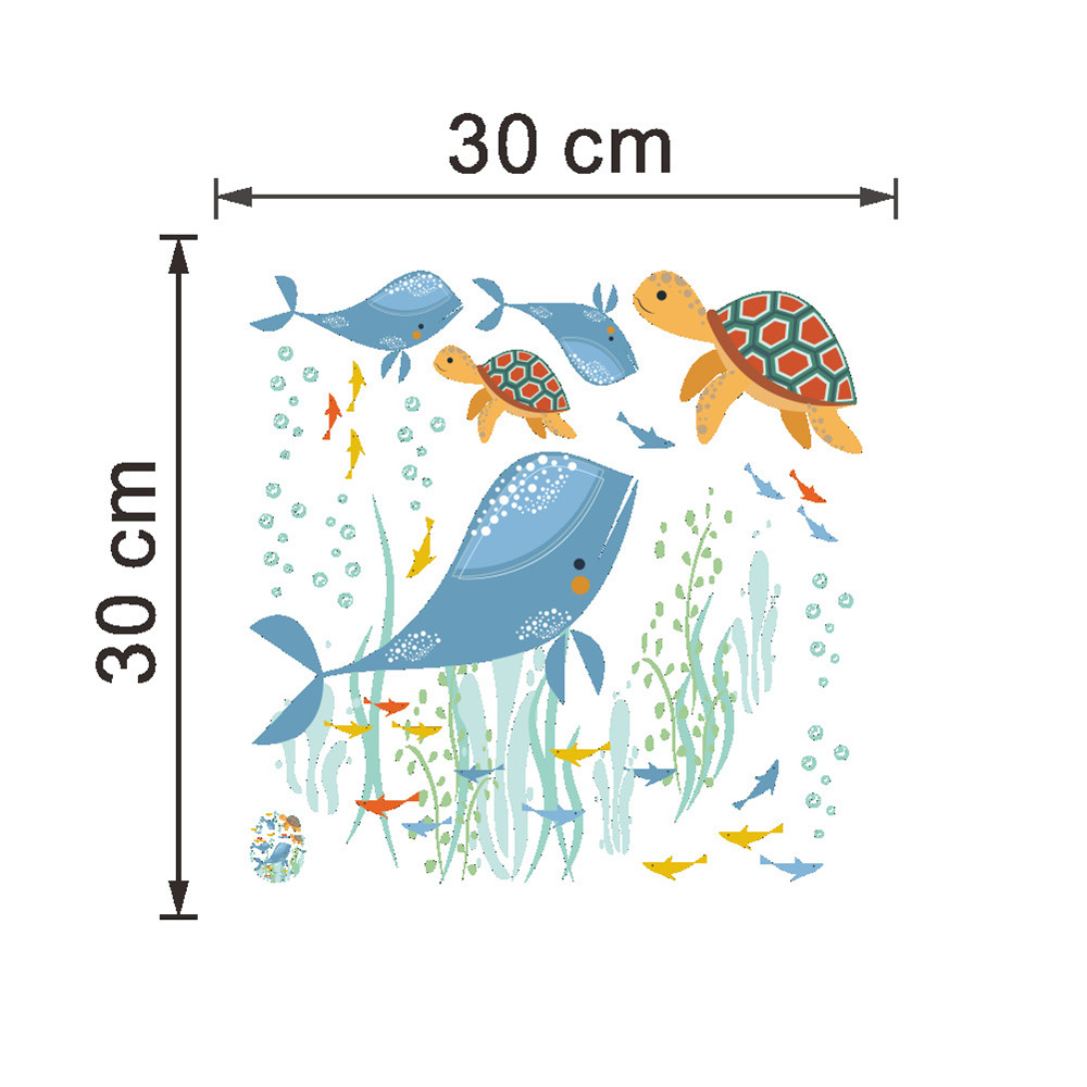 Marine World Seaweed and Whale Toilet Sticker Removable Home Decal