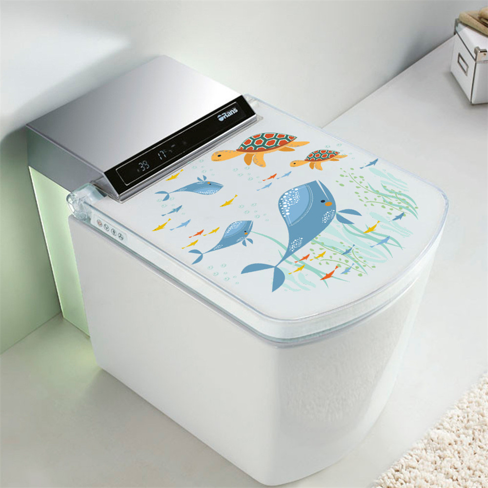 Marine World Seaweed and Whale Toilet Sticker Removable Home Decal Marine World Seaweed and Whale Toilet Sticker Removable Home Decal