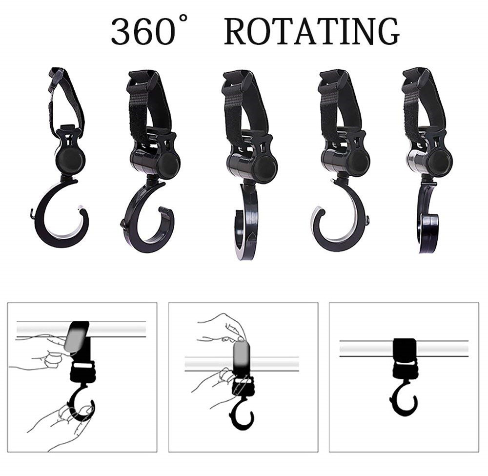 Multifunctional 360 Degree Rotating Stroller General Pram Hook 2PCS Multifunctional 360 Degree Rotating Stroller General Pram Hook 2PCS