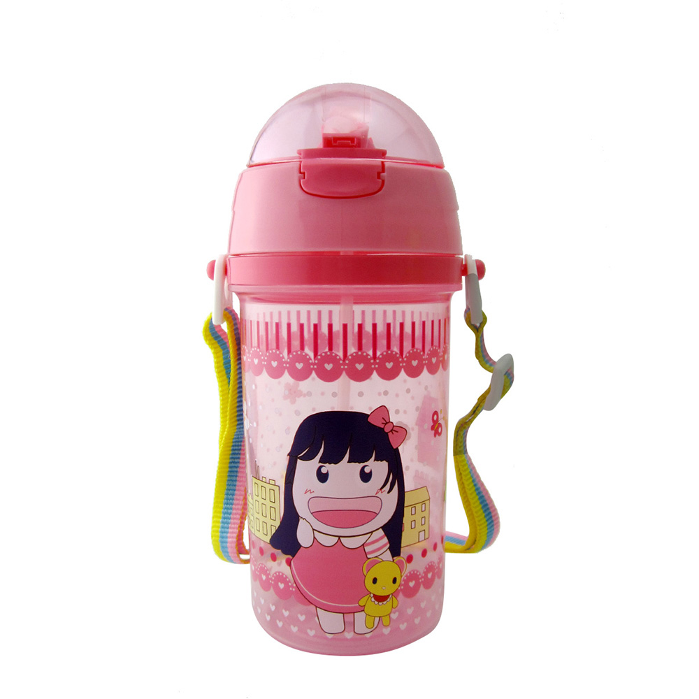 Kid's Water Bottle 550ml With Straw Double Handle Cartoon Cute Baby Water Cup