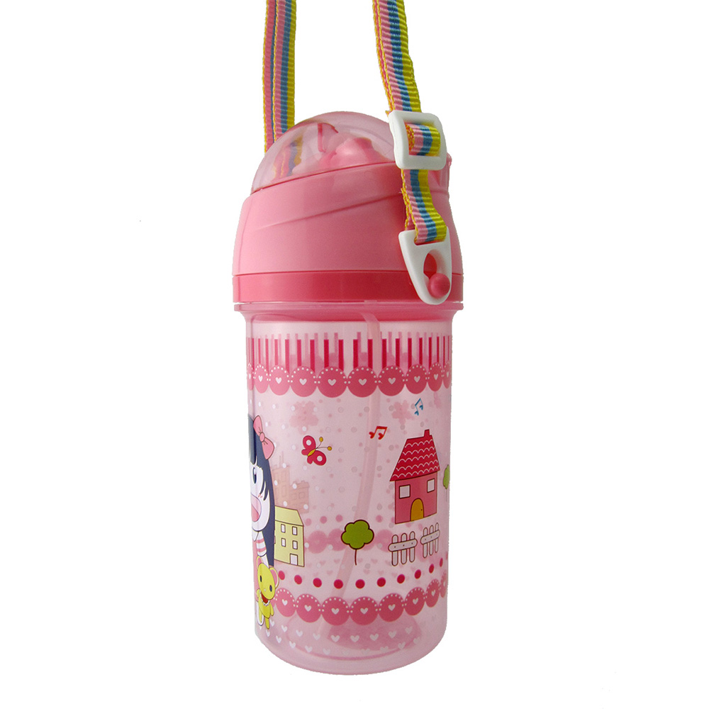 Kid's Water Bottle 550ml With Straw Double Handle Cartoon Cute Baby Water Cup