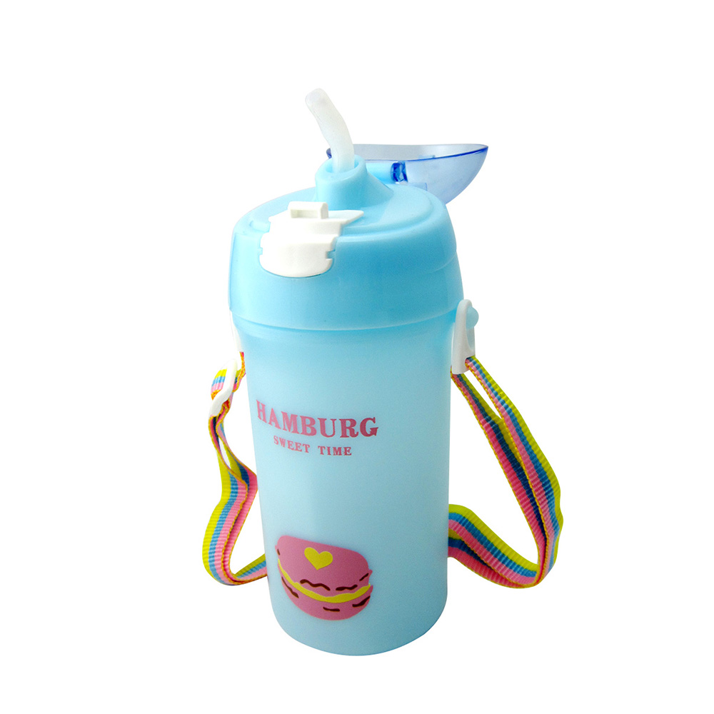 Baby Water Bottle With Straw Colorful Rope Cute Candy Pattern Kid Training Cup B