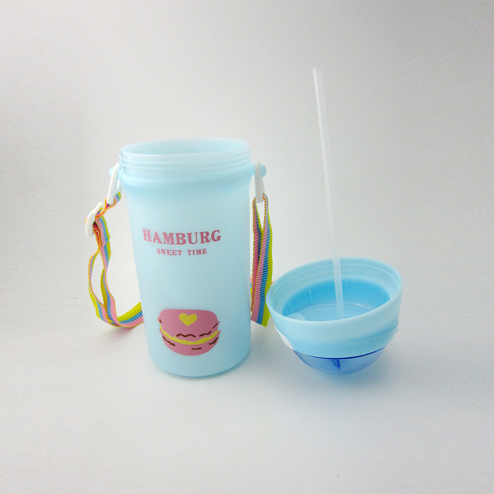 Baby Water Bottle With Straw Colorful Rope Cute Candy Pattern Kid Training Cup B