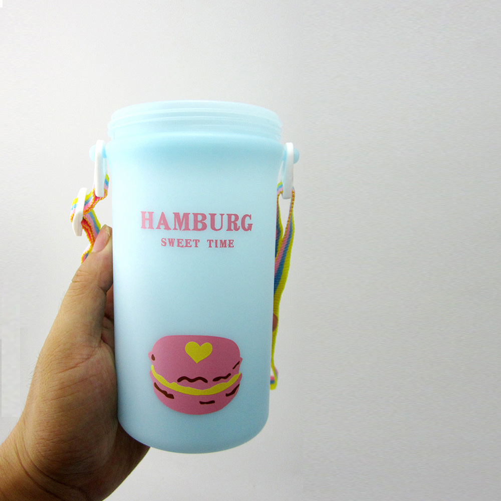 Baby Water Bottle With Straw Colorful Rope Cute Candy Pattern Kid Training Cup B Baby Water Bottle With Straw Colorful Rope Cute Candy Pattern Kid Training Cup B