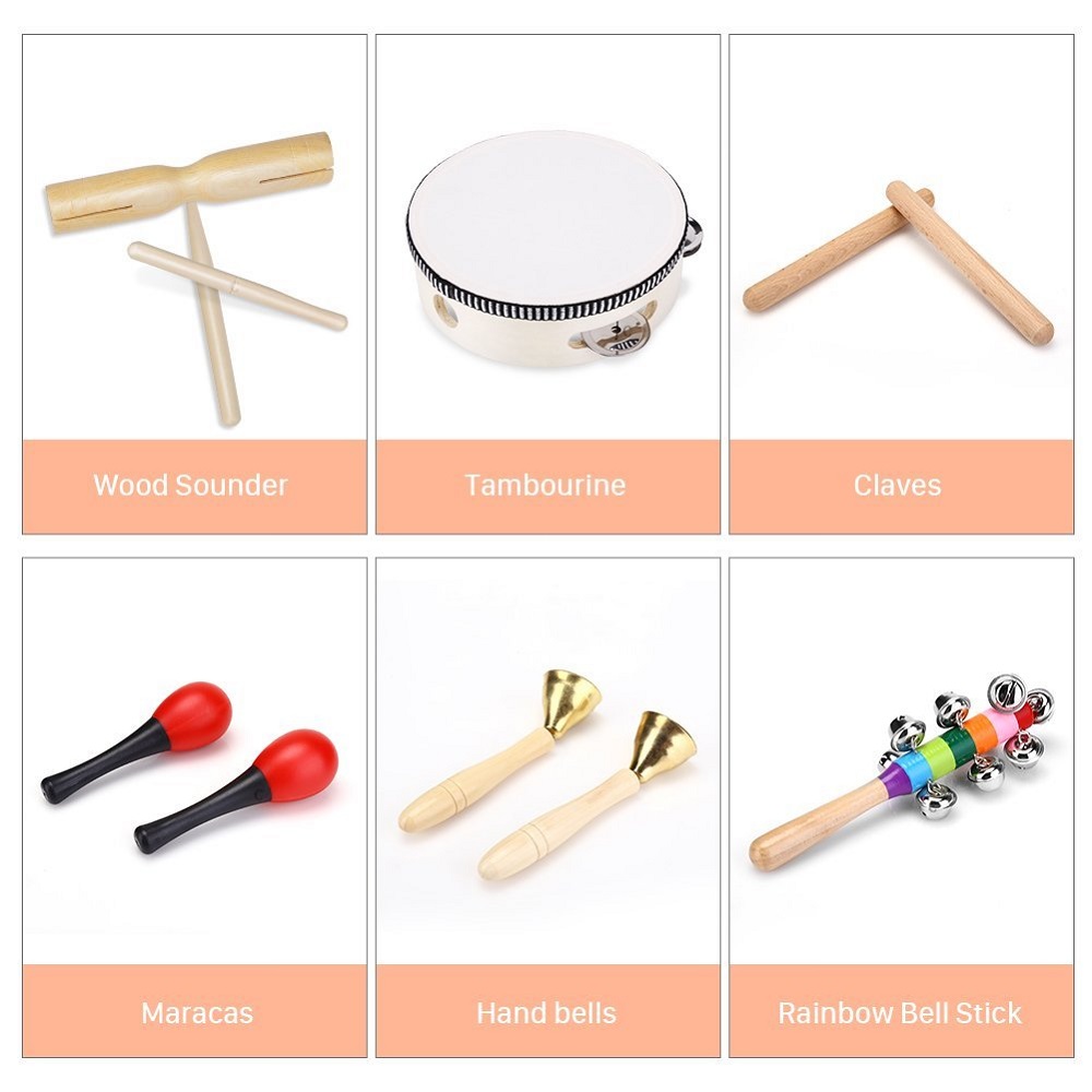 Kids Musical Instruments Tamborines Drum Set 12Pcs Xylophone Percussion Toy