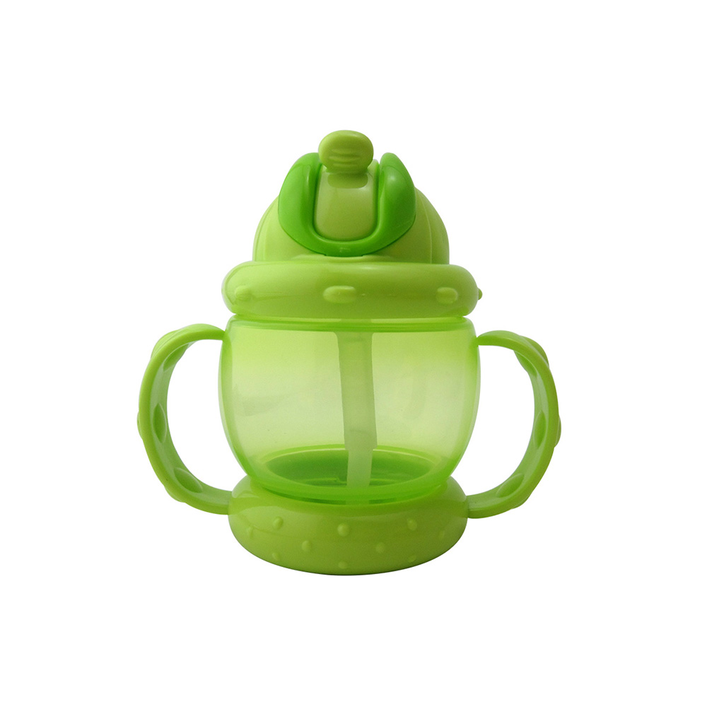 Baby Sippy Cup Solid Color High Quality Straw 240 ML Double Handles Water Bottle