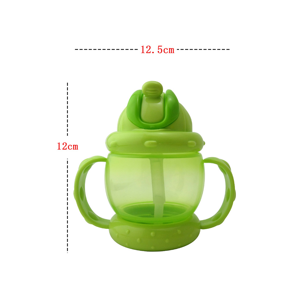 Baby Sippy Cup Solid Color High Quality Straw 240 ML Double Handles Water Bottle