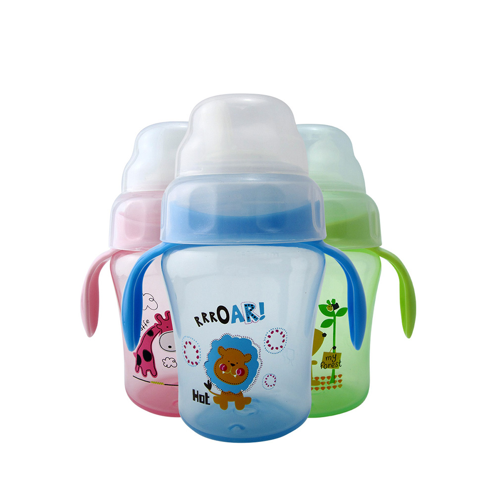Baby Sippy Cup 240ML Cartoon Animal Double Handle Training Cup Drinking