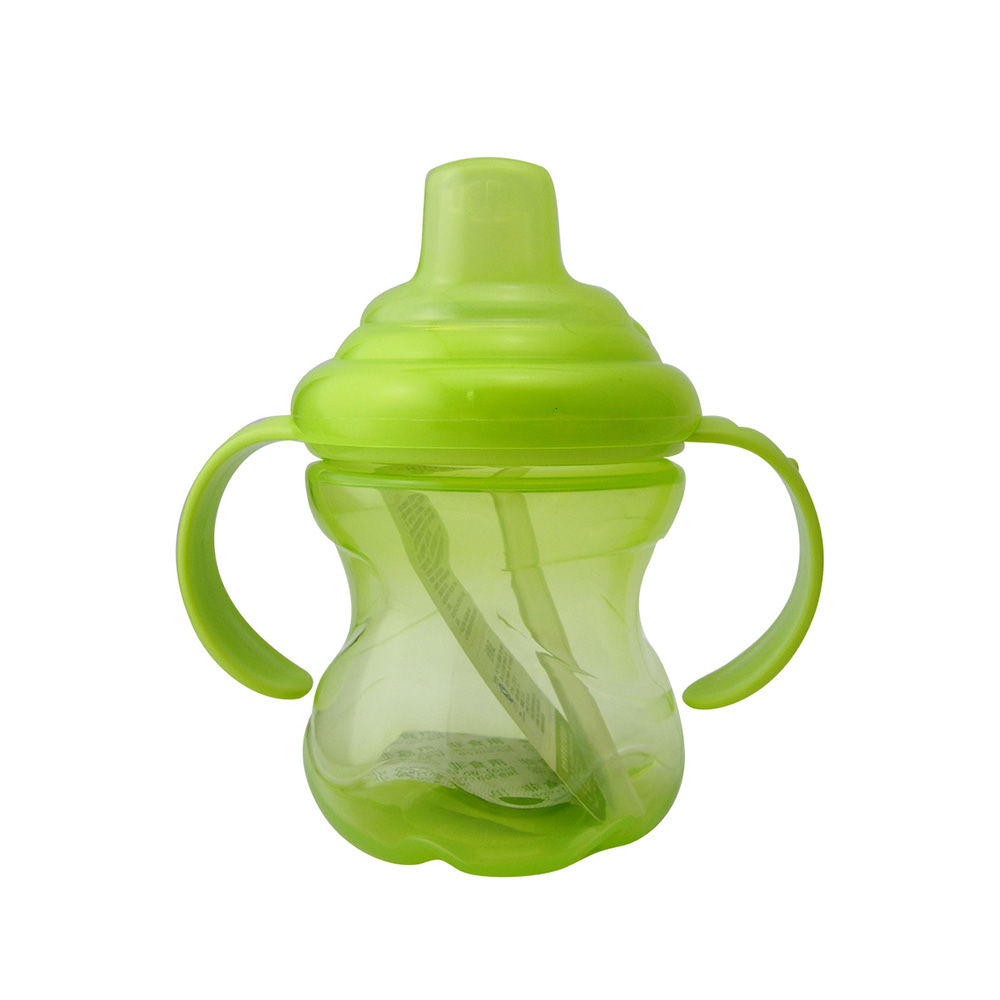 250ML Baby Sippy Cup Double Handle Infant Drinking Training Straw Bottle