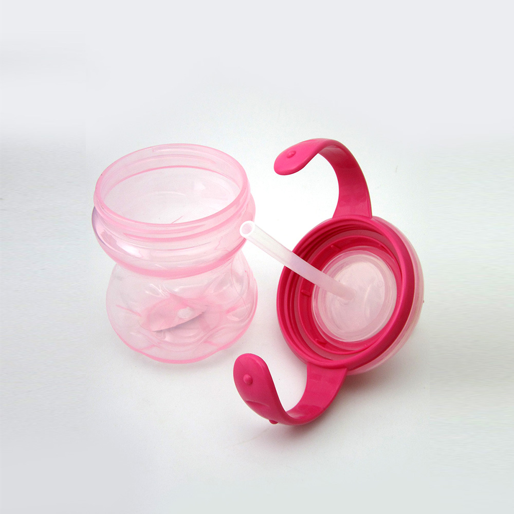 250ML Baby Sippy Cup Double Handle Infant Drinking Training Straw Bottle