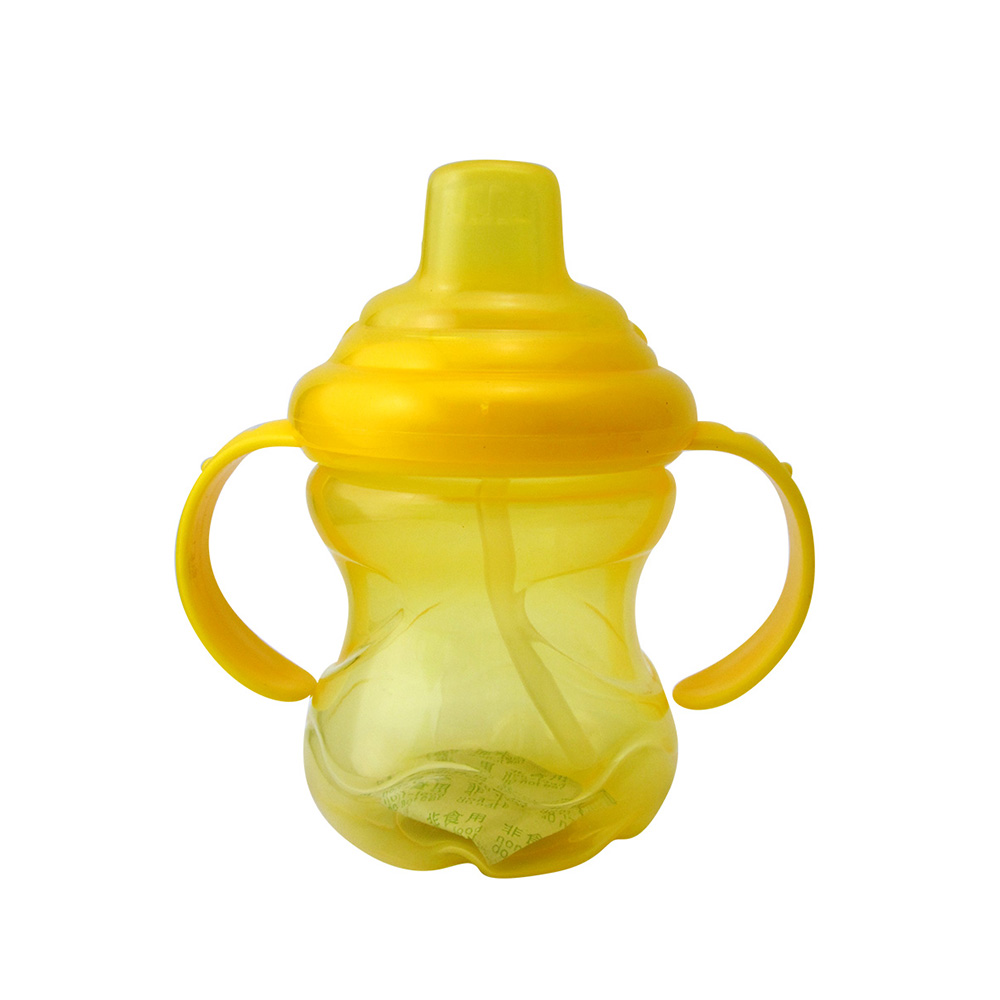 250ML Baby Sippy Cup Double Handle Infant Drinking Training Straw Bottle