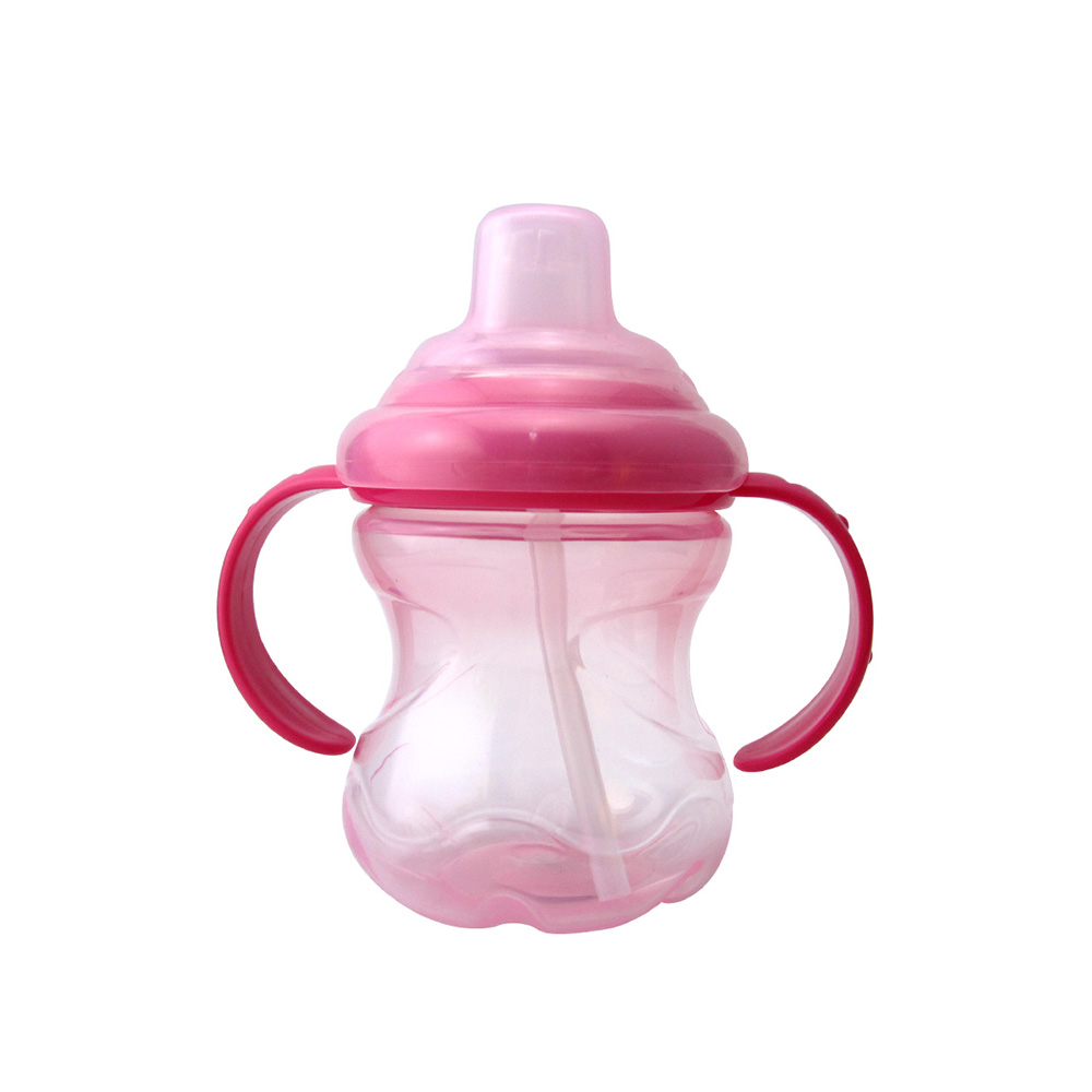 250ML Baby Sippy Cup Double Handle Infant Drinking Training Straw Bottle