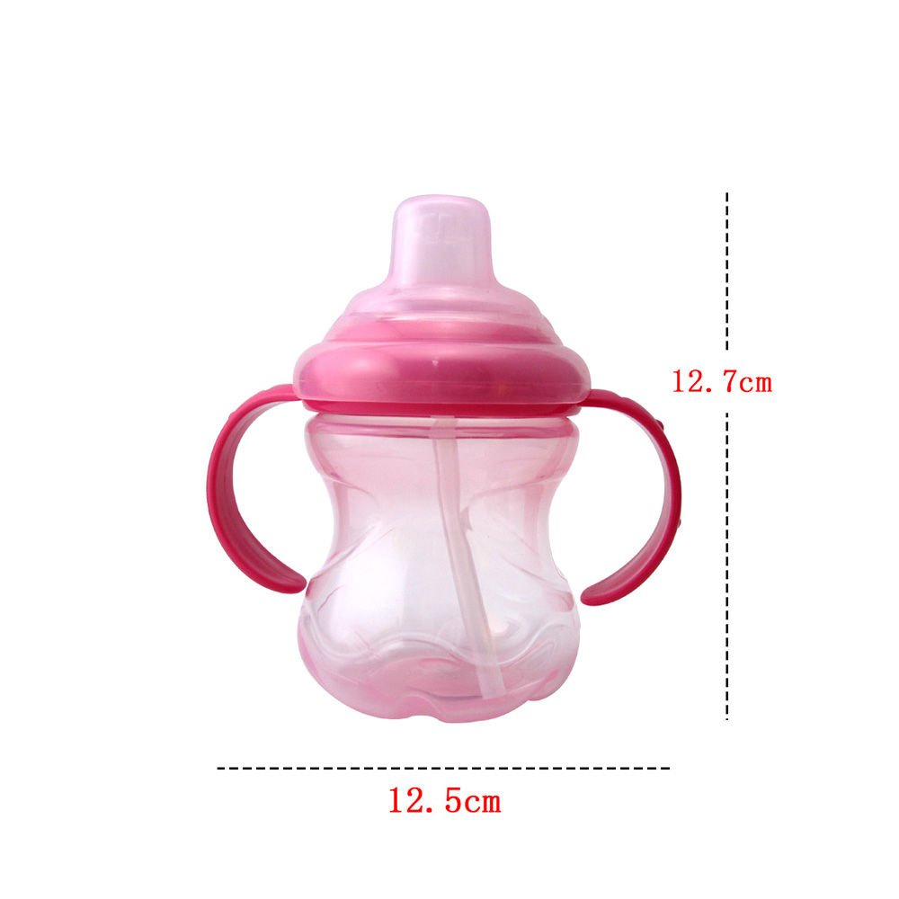 250ML Baby Sippy Cup Double Handle Infant Drinking Training Straw Bottle