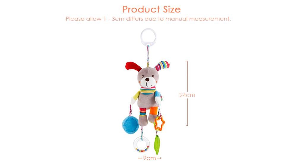 Baby Crib Puppy Rattle Plush Toy Stroller Pendant Hanging Bed Bell