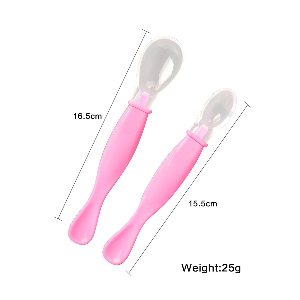 2Pcs Silicone Baby's Spoon Set Cute Solid Design Baby Spoon Set Baby Product