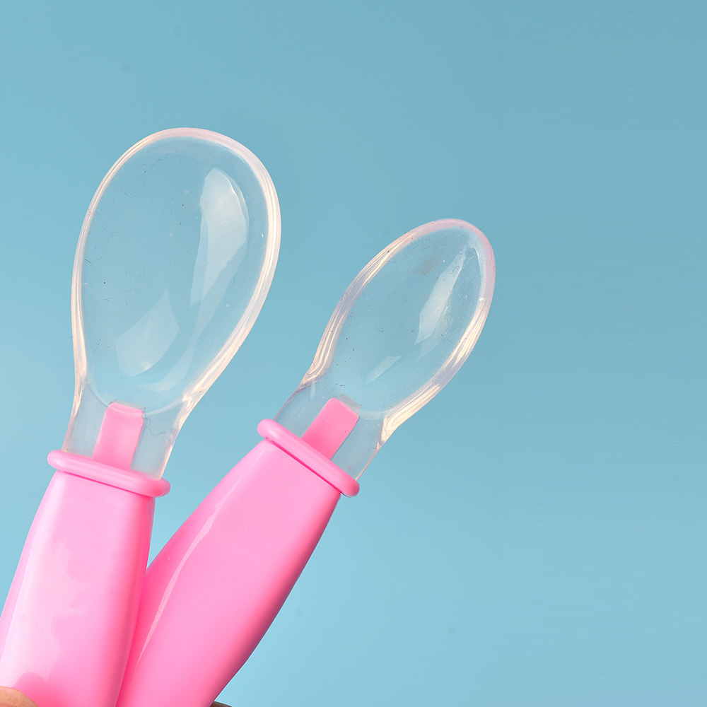 2Pcs Silicone Baby's Spoon Set Cute Solid Design Baby Spoon Set Baby Product 2Pcs Silicone Baby's Spoon Set Cute Solid Design Baby Spoon Set Baby Product
