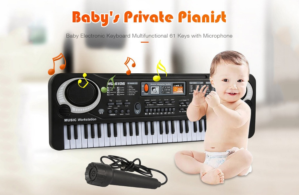 Multifunctional Mini Electronic Piano with Microphone 61 Keys Toy for Children