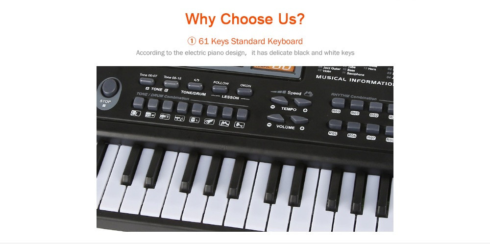 Multifunctional Mini Electronic Piano with Microphone 61 Keys Toy for Children