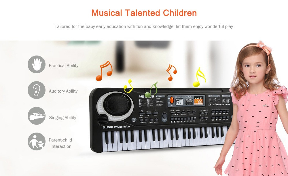 Multifunctional Mini Electronic Piano with Microphone 61 Keys Toy for Children