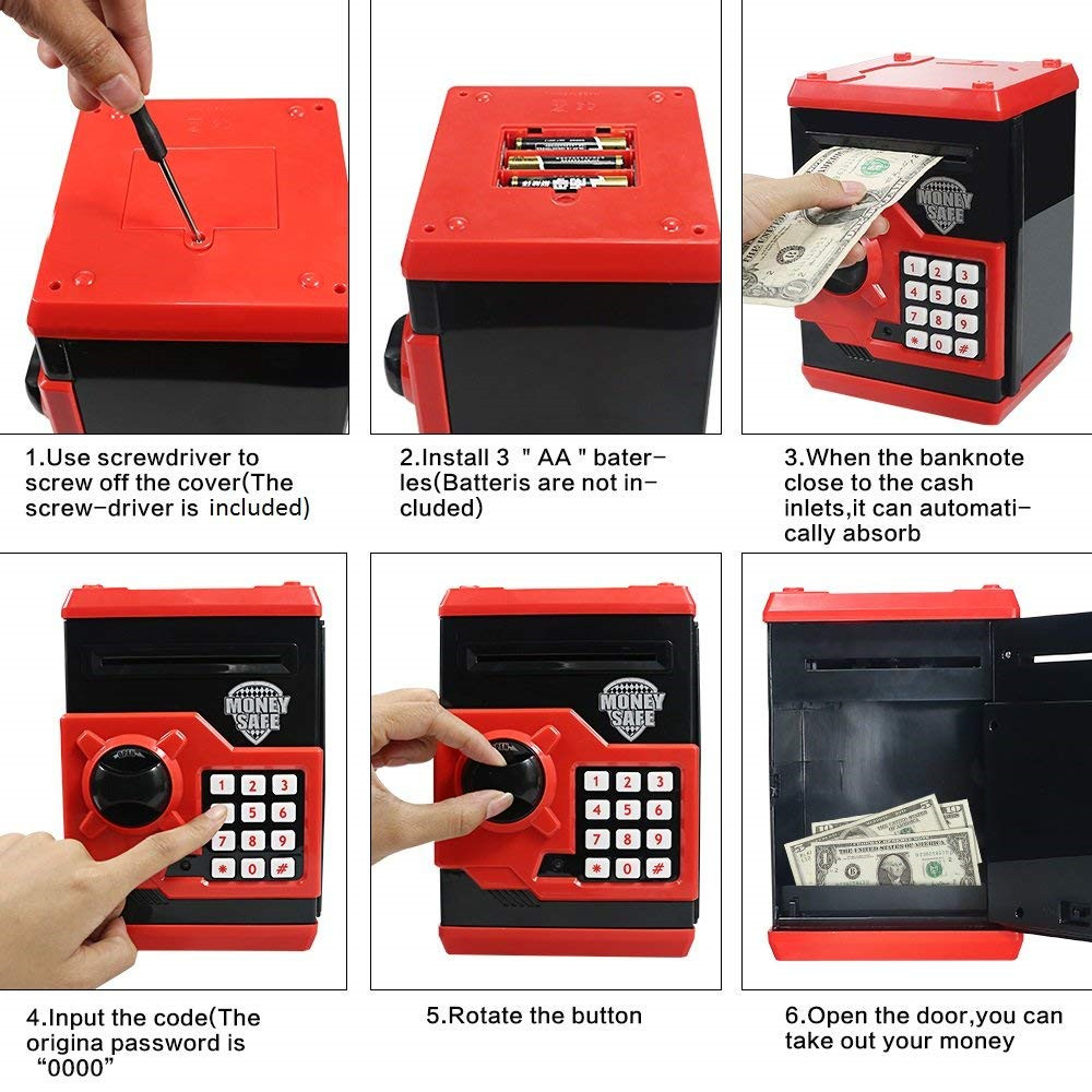 Mini ATM Money Box Safety Electronic Password Coin Cash Deposit Machine