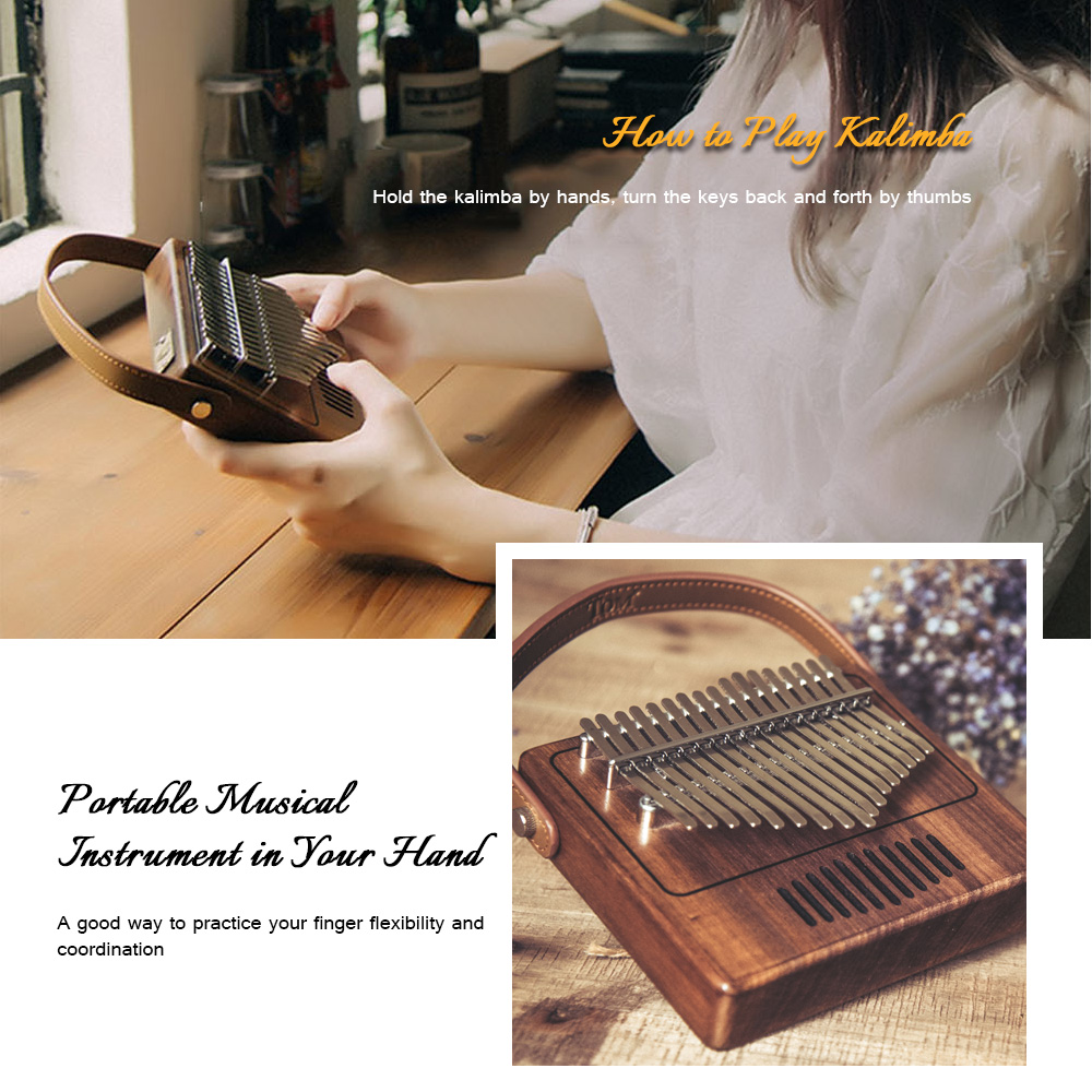 TOM TK - R1 17-key Kalimba Thumb Piano Walnut Wood Musical Instrument