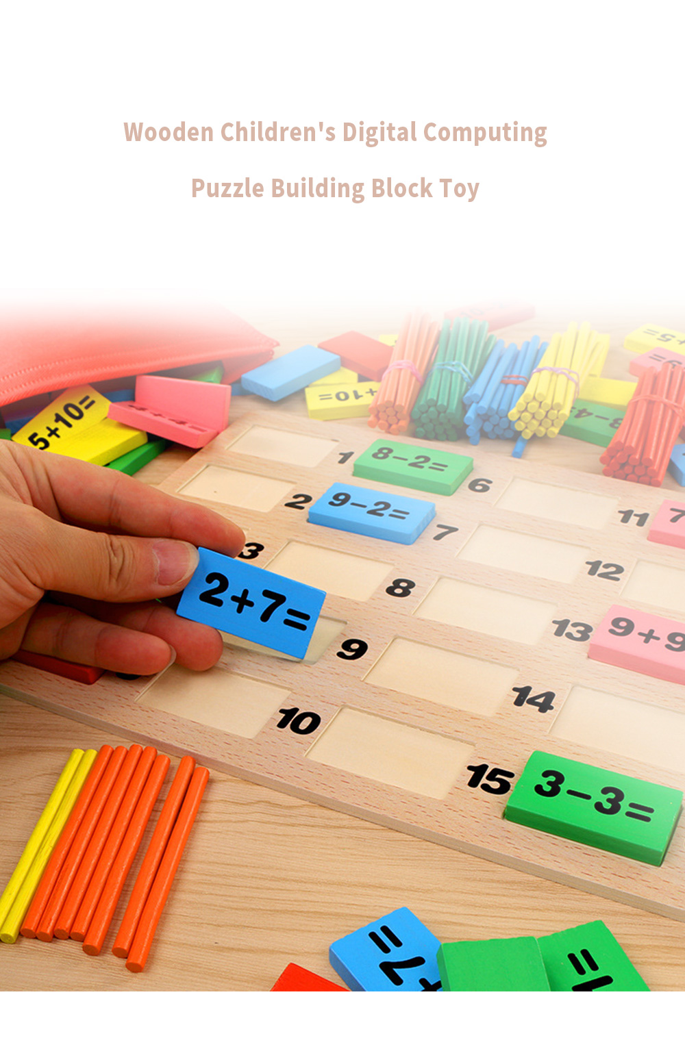 Wooden Children Digital Computing Early Education Puzzle Building Block Toy Wooden Children Digital Computing Early Education Puzzle Building Block Toy