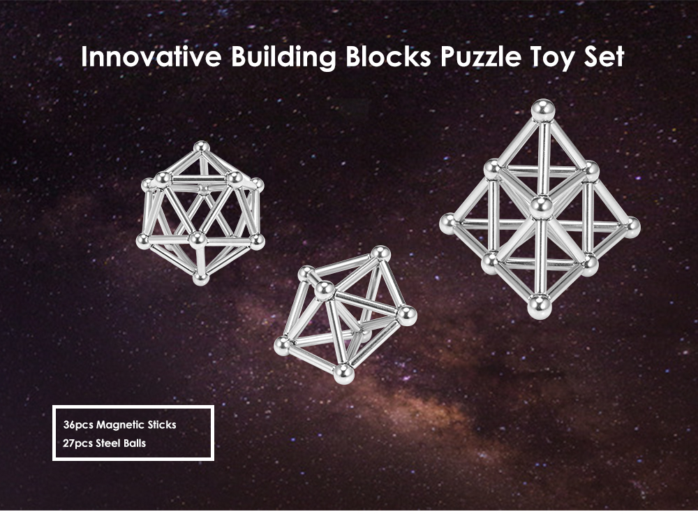 Innovative 36pcs Magnetic Sticks 27pcs Steel Balls Toy Building Blocks Puzzle Toy