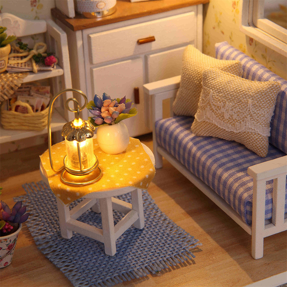DIY Dollhouse Wooden Miniature Furniture Kit Mini Green House with LED Best Gift DIY Dollhouse Wooden Miniature Furniture Kit Mini Green House with LED Best Gift