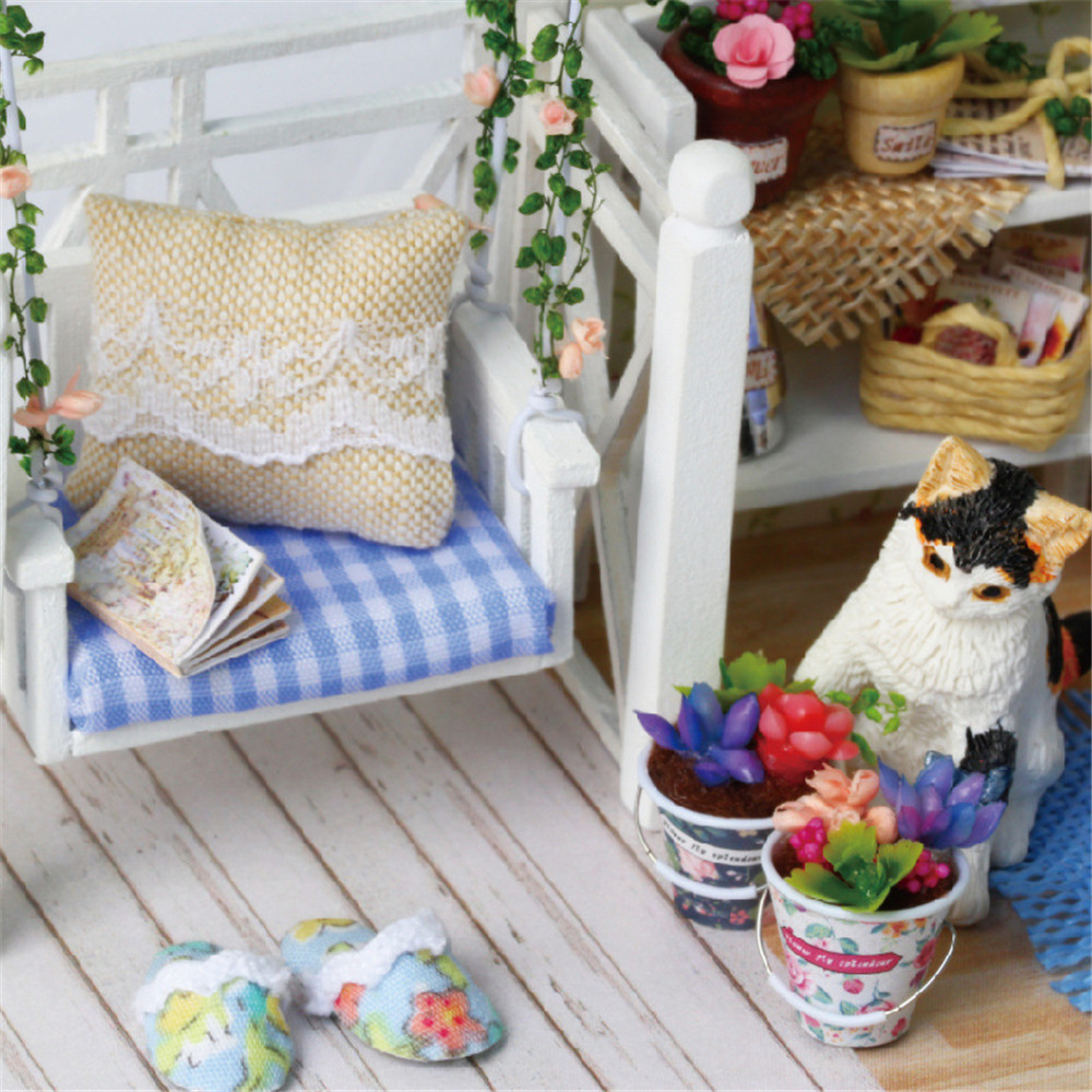 DIY Dollhouse Wooden Miniature Furniture Kit Mini Green House with LED Best Gift DIY Dollhouse Wooden Miniature Furniture Kit Mini Green House with LED Best Gift