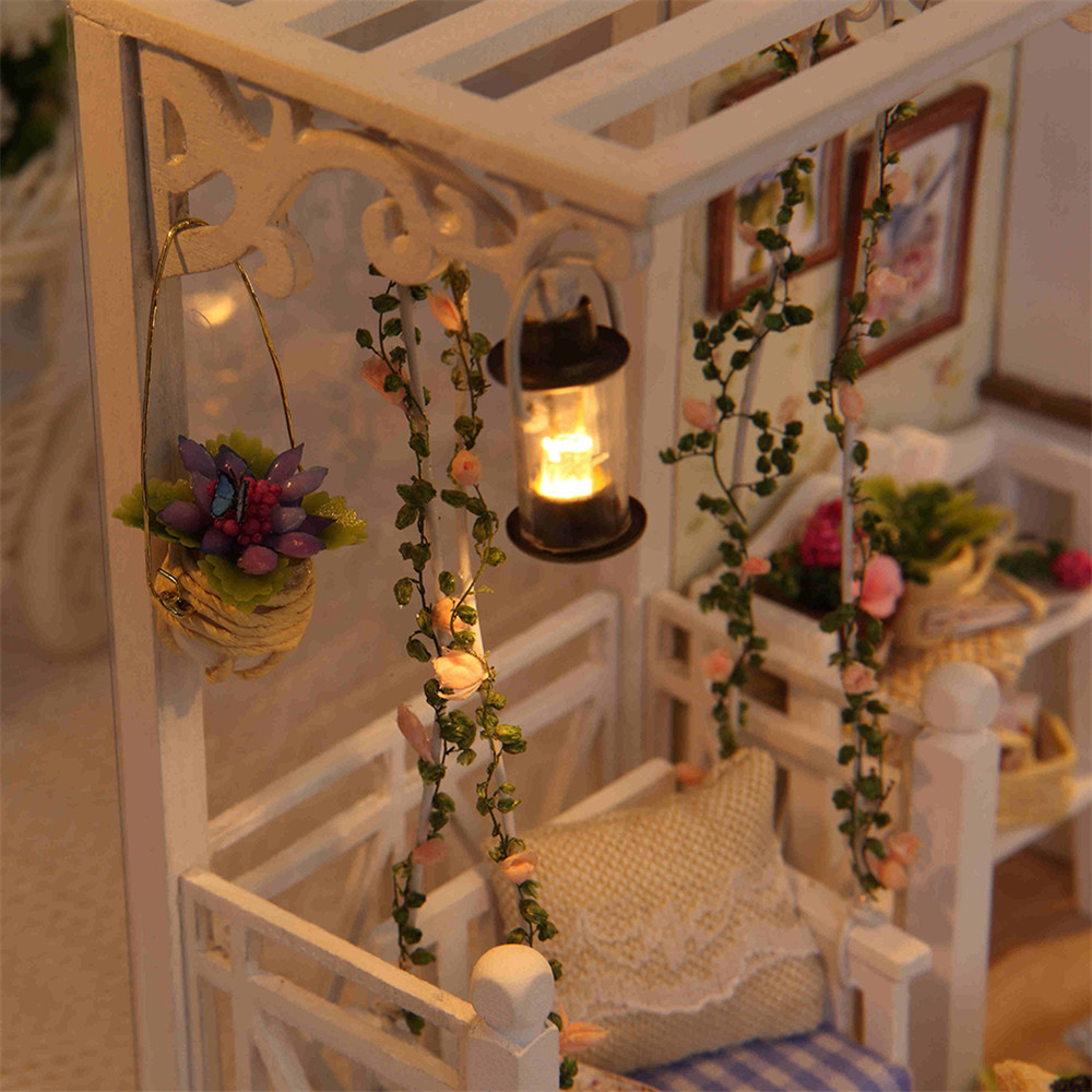 DIY Dollhouse Wooden Miniature Furniture Kit Mini Green House with LED Best Gift DIY Dollhouse Wooden Miniature Furniture Kit Mini Green House with LED Best Gift