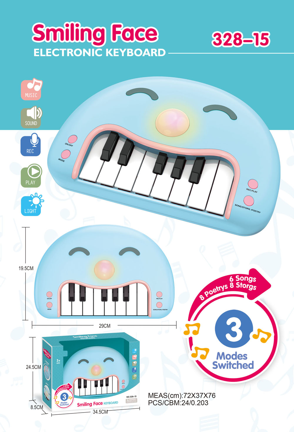 Baby Electronic Keyboard for Early Education (Low Decibel) without battery