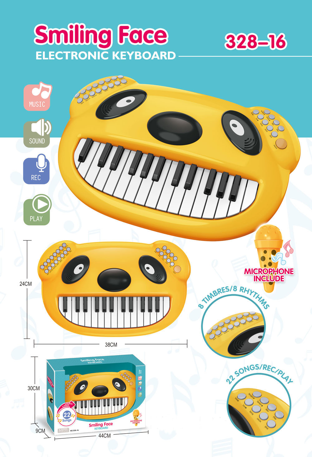 Baby Electronic Keyboard for Early Education with Mic (Low Decibel)
