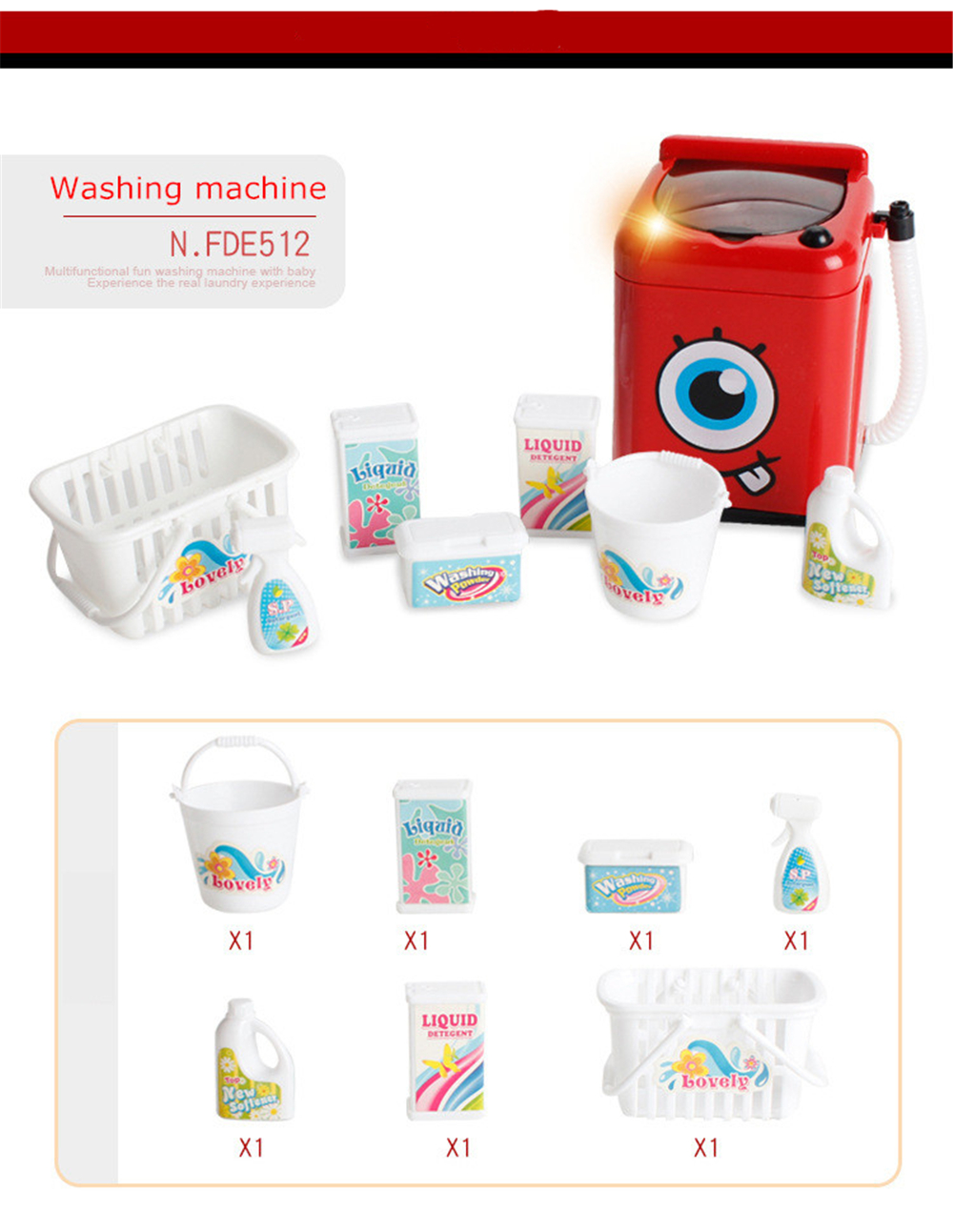 Toys Home Appliances Play Kids Toys Set Light Up Effects with Swirling Colors