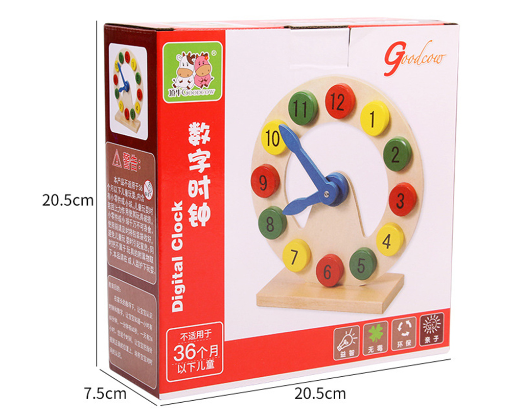 Educational Wooden Clock for Kids over 36 Months Time Learning Numerical Mental Development Toy