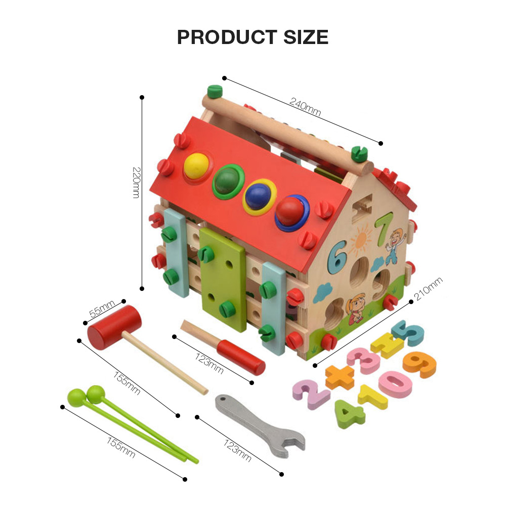 Wisdom House Toy Kids Dismounting Educational Math Musical Wooden Learning Blocks Set Wisdom House Toy Kids Dismounting Educational Math Musical Wooden Learning Blocks Set
