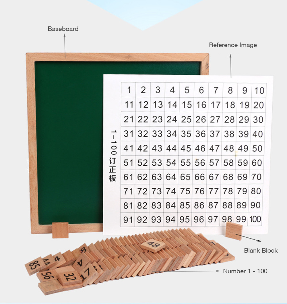 1 - 100 Wood Counting Board Consecutive Numbers Mathematics Teaching Toy