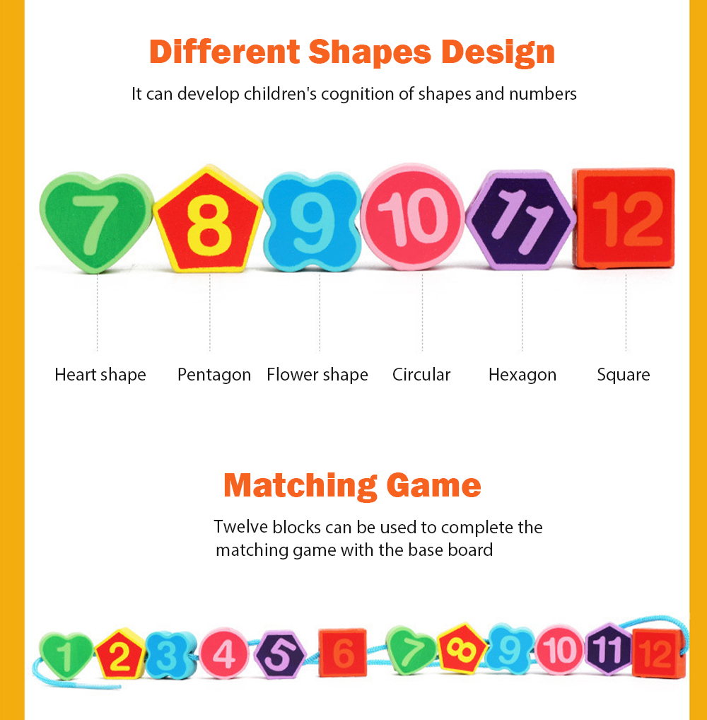 Wooden Lacing Beads Animal Clock Educational Toy for Children Wooden Lacing Beads Animal Clock Educational Toy for Children