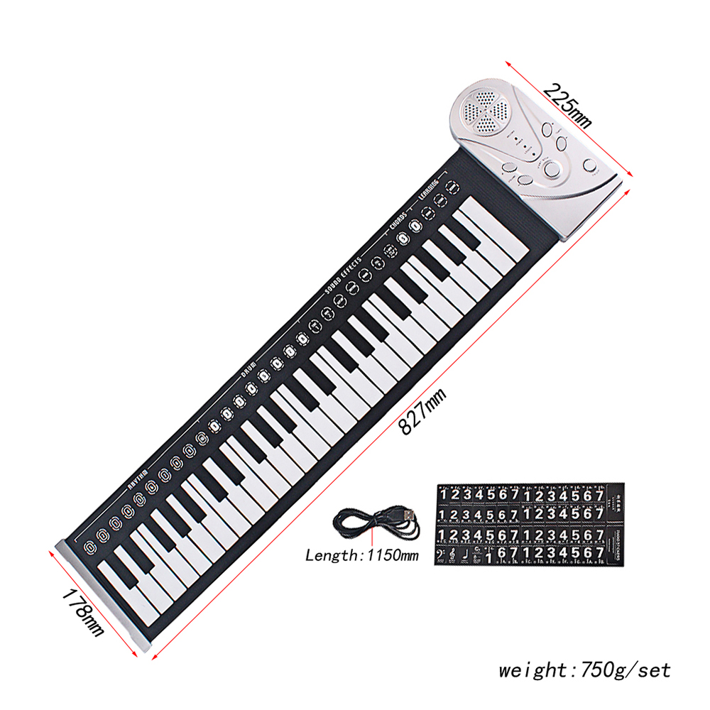 49 Keys Silicone Foldable Electronic Digital Roll-up Keyboard Piano with Speaker