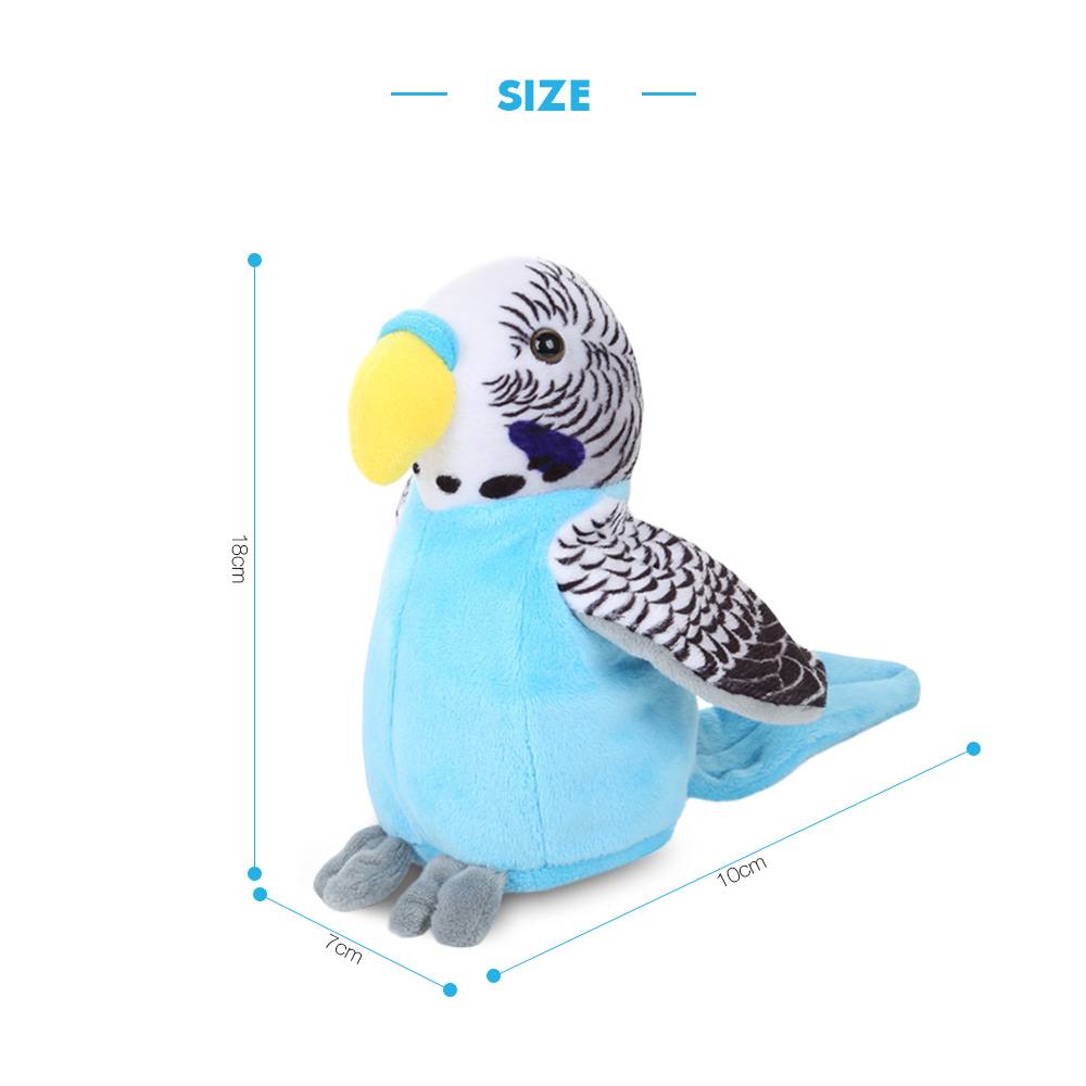 Stuffed Plush Parrot Toy Electric Talk Repeat Speak Record Bird Wave Wings Doll