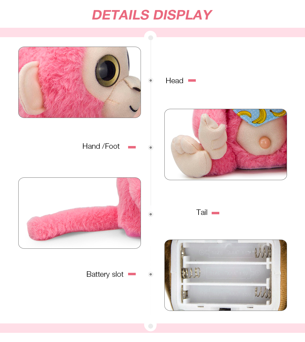 Stuffed Plush Toy Electric Monkey Talk Repeat Speak Record Body Swing Doll Stuffed Plush Toy Electric Monkey Talk Repeat Speak Record Body Swing Doll