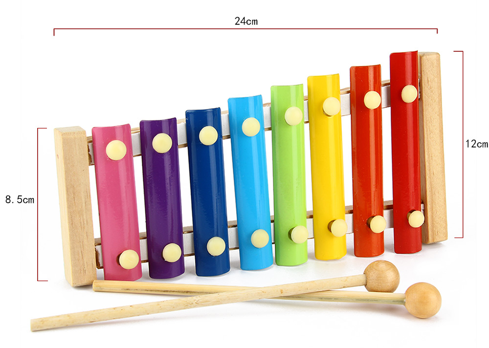Kid Wooden 8 Notes Musical Toys Hand Knock Xylophone Educational Toys