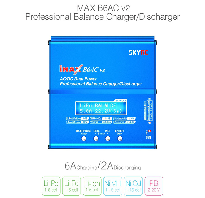 SKYRC iMAX B6AC V2 6A Balance Charger LCD Display Discharger for RC Model Battery SKYRC iMAX B6AC V2 6A Balance Charger LCD Display Discharger for RC Model Battery