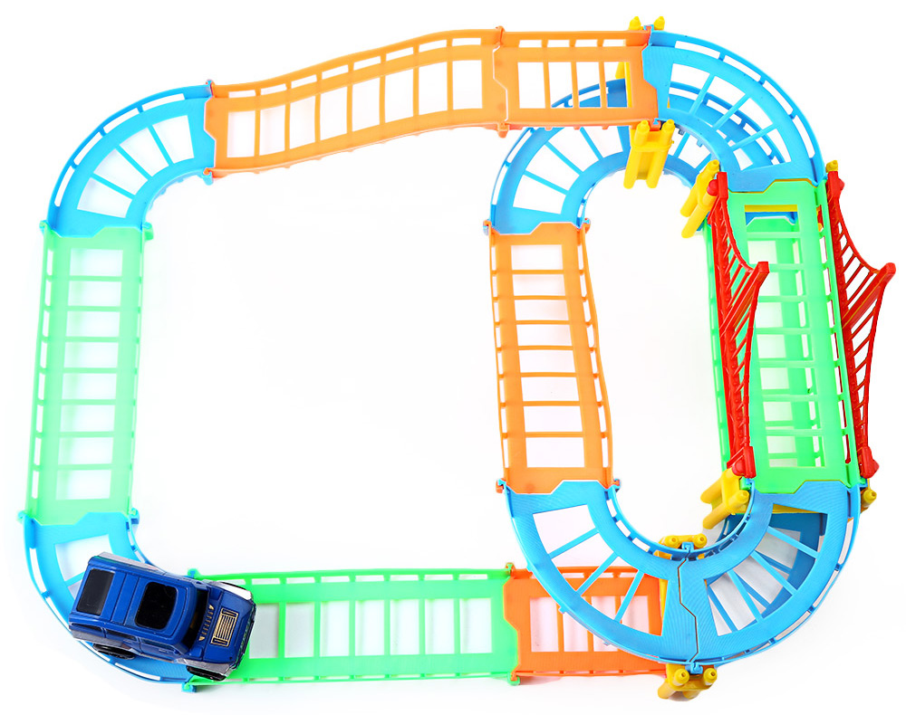 Children DIY Multi-track Rail Car Racing Track Building Blocks Toy
