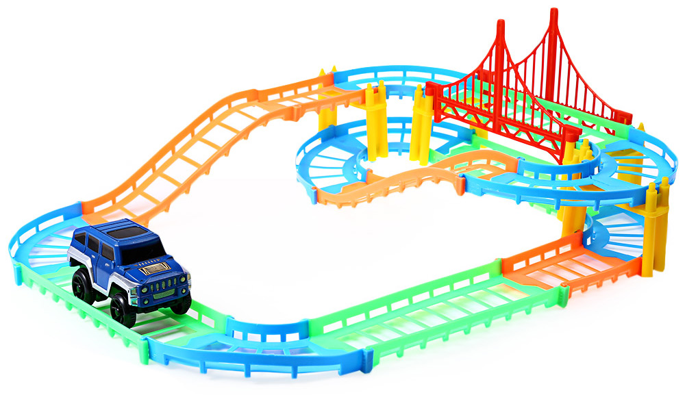Children DIY Multi-track Rail Car Racing Track Building Blocks Toy