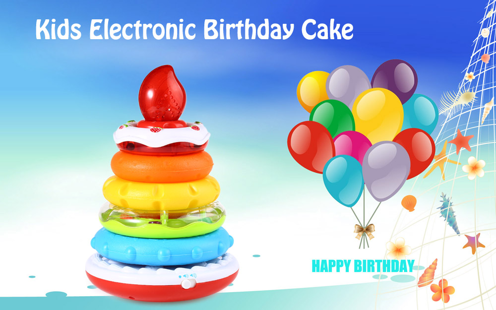 Kids Electronic Birthday Cake Piling Ring Learning Educational Toys