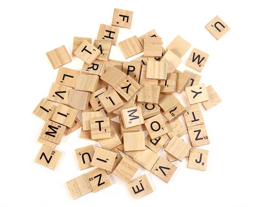 Wooden Scrabble Tiles Capital Letters Board Toy 100pcs